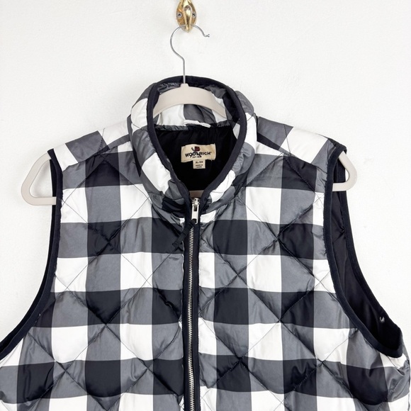 Woolrich Black & White Buffalo Check Plaid Puffer Vest Sz XL - Picture 4 of 8